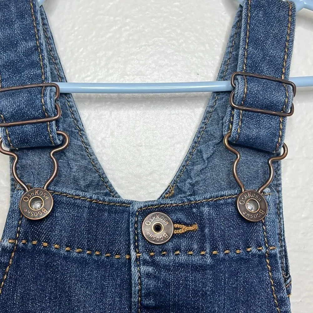OshKosh B’gosh Toddler girl 3T bib Overalls skinny fit Denim Blue Jeans